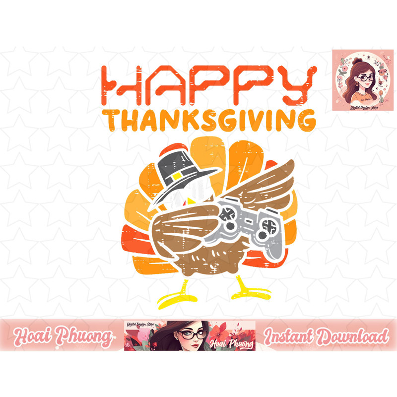Happy Thanksgiving Dabbing Gamer Turkey Kids Boys Girls Men png, instant download.jpg