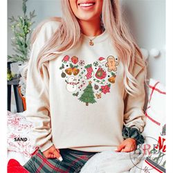 christmas heart sweatshirt, cute christmas sweater, christmas graphic sweatshirt, christmas for her, teacher christmas,
