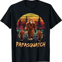 papa squatch retro bigfoot dad sasquatch yeti fathers day t-shirt