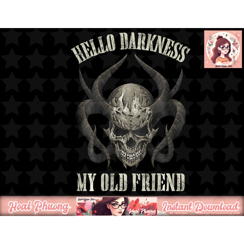 hello darkness my old friend demon skull horn halloween png, instant download.jpg