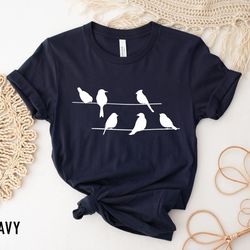 birds t-shirt, birds on a wire, graphic womens shirt, graphic birds, nature shirt, animal, gift for family, brother, sis