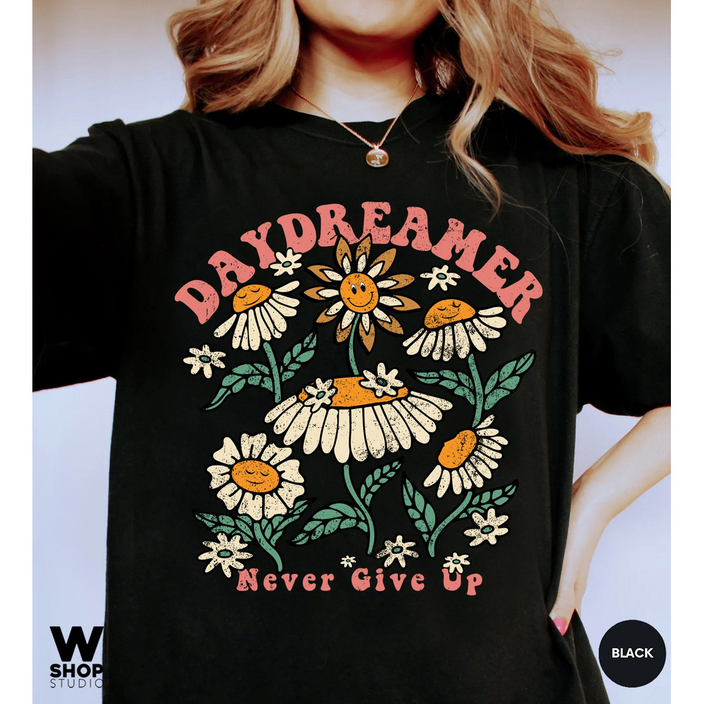 Boho Floral Shirt, Hippie Shirt, Daydreamer Shirt, Retro Tshirt, Comfort Colors, Summer tee, Flowers Tshirt, Garden Tee, Plants - 5.jpg