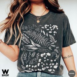 botanical shirt, comfort colors shirt, vintage t-shirt, flower t shirt, leaves print, vintage floral shirt, graphic tshi