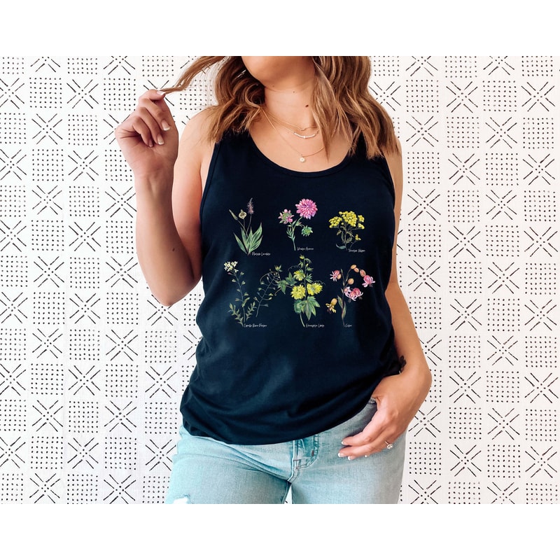 Botanical Shirt Tank , Vintage Tank Top, Flower Tank, Tee, Vintage Botanical, Botanical Print, Vintage Flower, Graphic Tshirt, Wildflower - 6.jpg