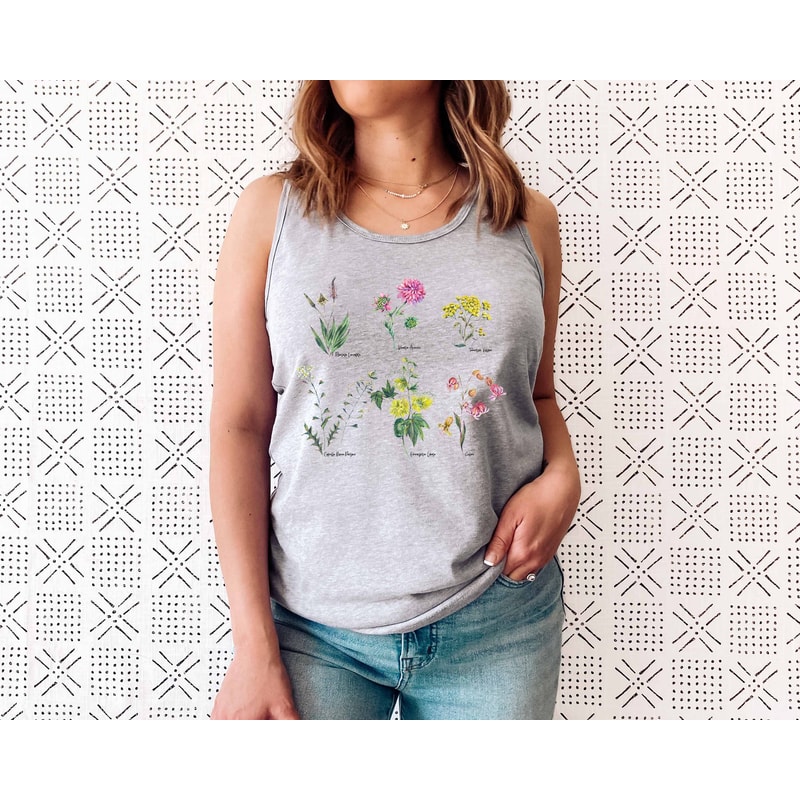 Botanical Shirt Tank , Vintage Tank Top, Flower Tank, Tee, Vintage Botanical, Botanical Print, Vintage Flower, Graphic Tshirt, Wildflower - 8.jpg