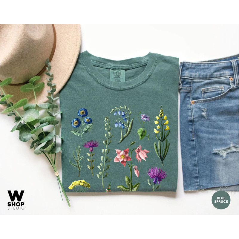 Botanical Shirt, Vintage Floral T-shirt, Flower Tee, Vintage Botanical, Wildflower Botanical Print, Oversized Shirt, Graphic Tshirt - 8.jpg