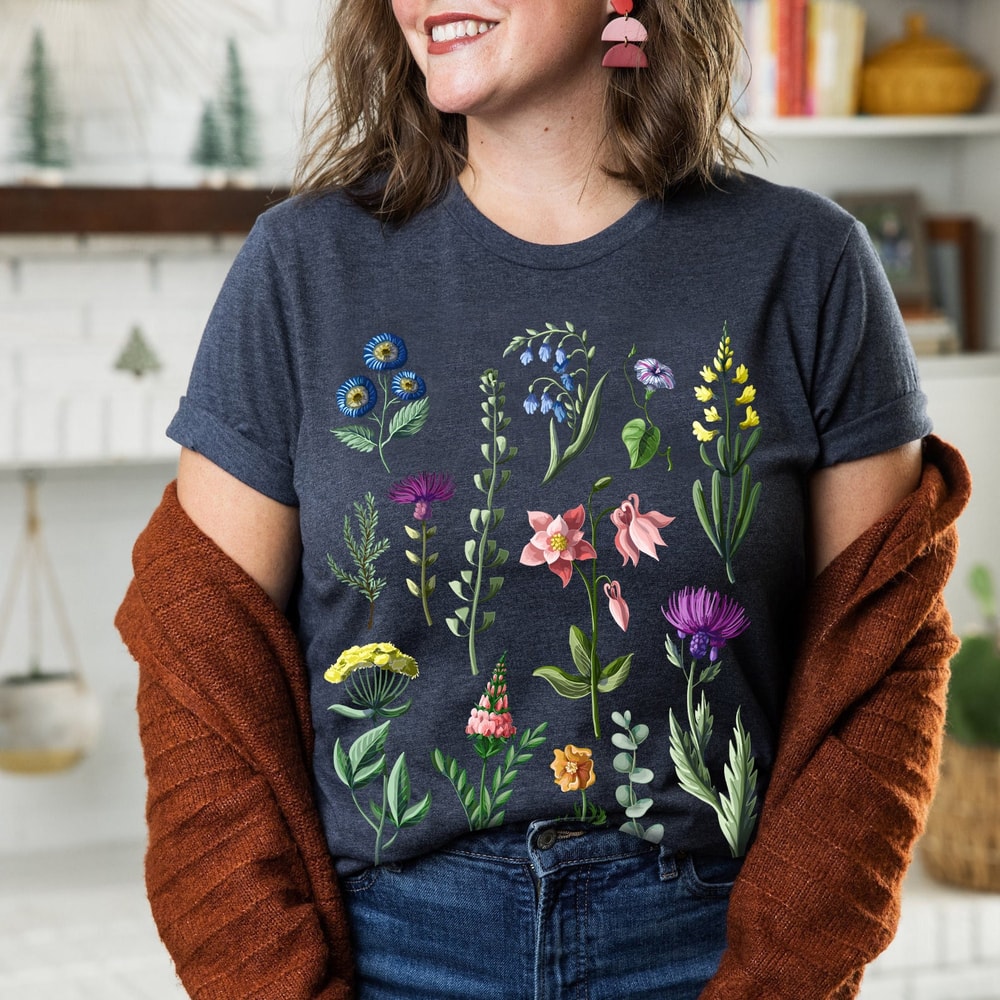 Botanical Shirt, Vintage T-shirt, Flower T shirt, Tee, Vintage Botanical, Botanical Print, Vintage Flower Shirt, Graphic Tshirt, Wildflower - 1.jpg