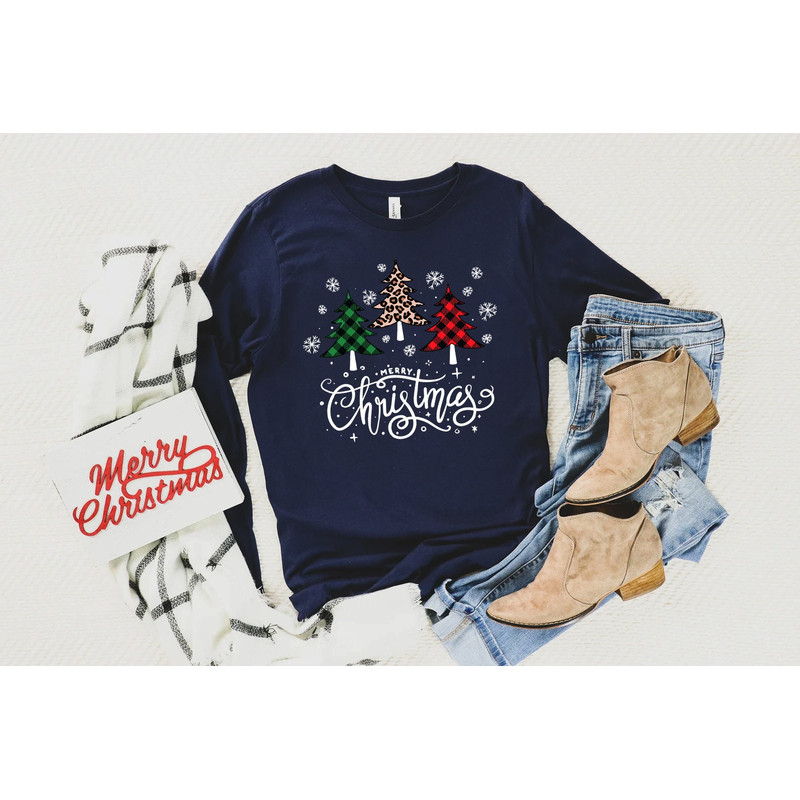 Buffalo Plaid Christmas Long Sleeve Shirt, Merry Christmas T-shirt, Christmas Family Shirt, Christmas Gift, Holiday Gift, Leopard Shirt - 4.jpg