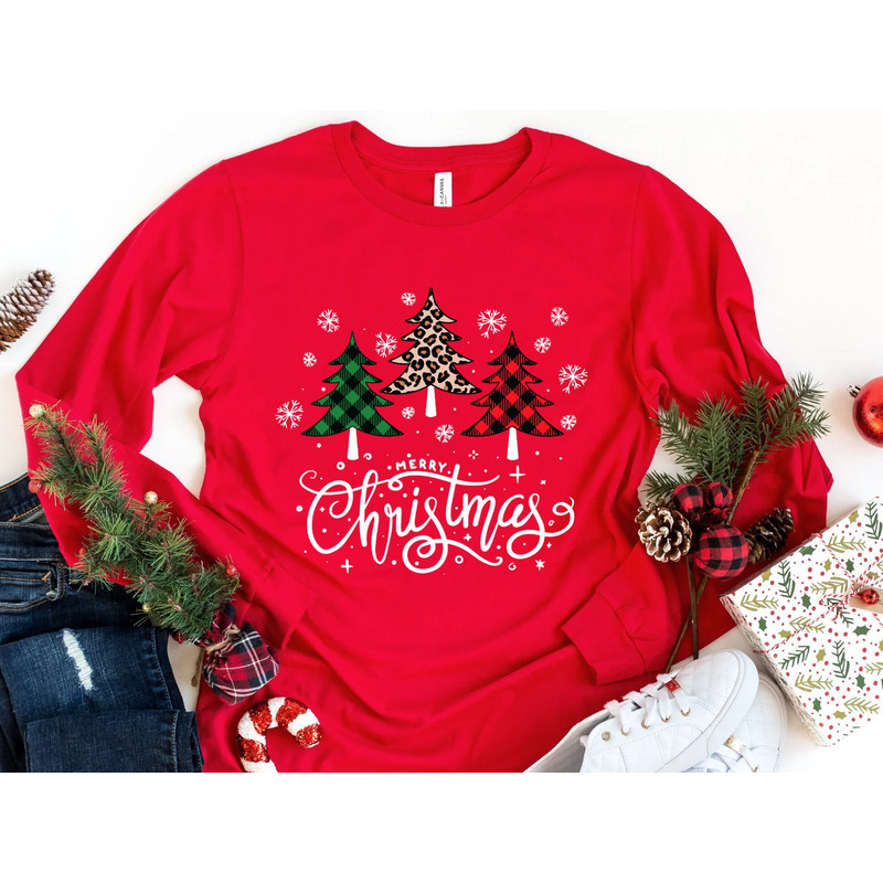 Buffalo Plaid Christmas Long Sleeve Shirt, Merry Christmas T-shirt, Christmas Family Shirt, Christmas Gift, Holiday Gift, Leopard Shirt - 5.jpg