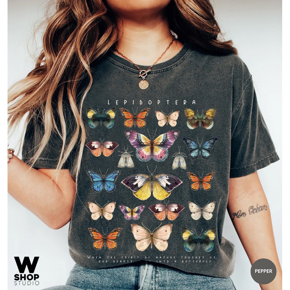 Butterfly Shirt, Comfort Colors Shirt, Fall Shirt, Floral shirt, Butterfly Lover, Butterfly Graphic, Women Tee, Valentine Gift - 1.jpg