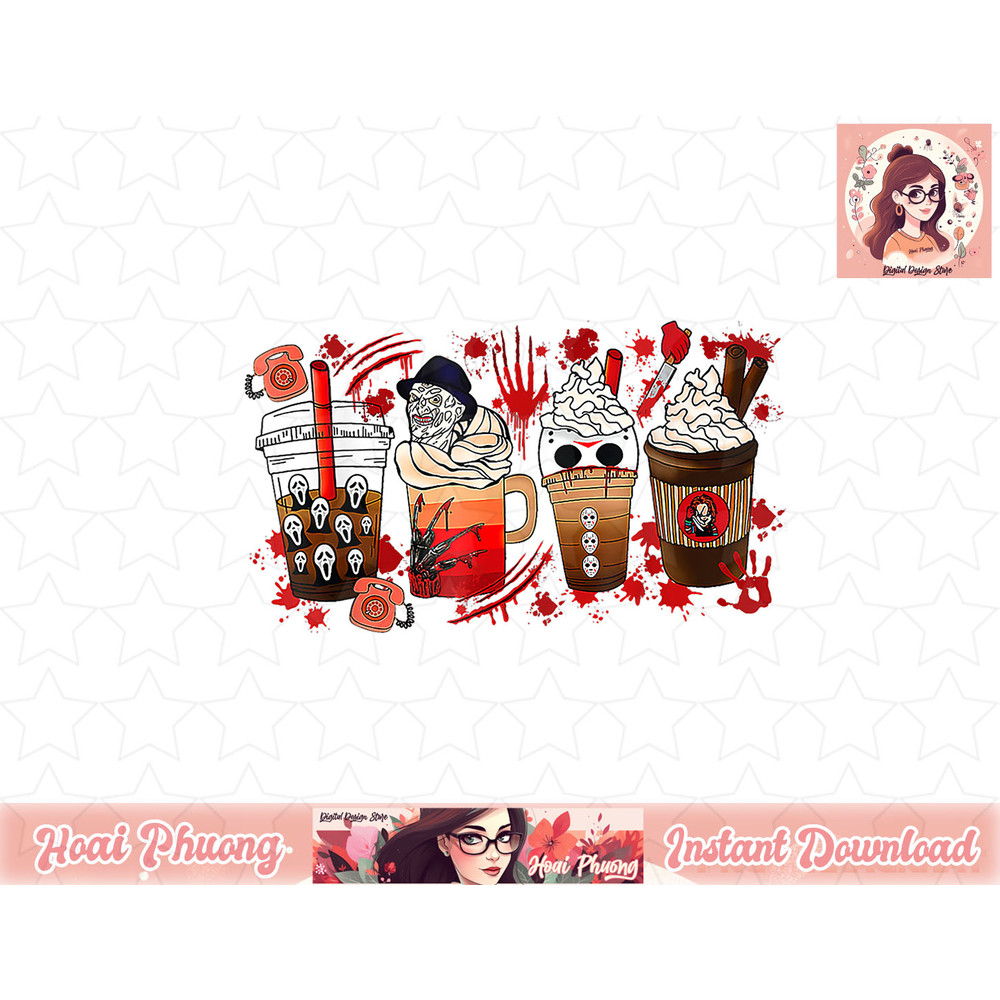 Horror Movie And Coffee Halloween Spooky Season Fall Coffee png, instant download.jpg