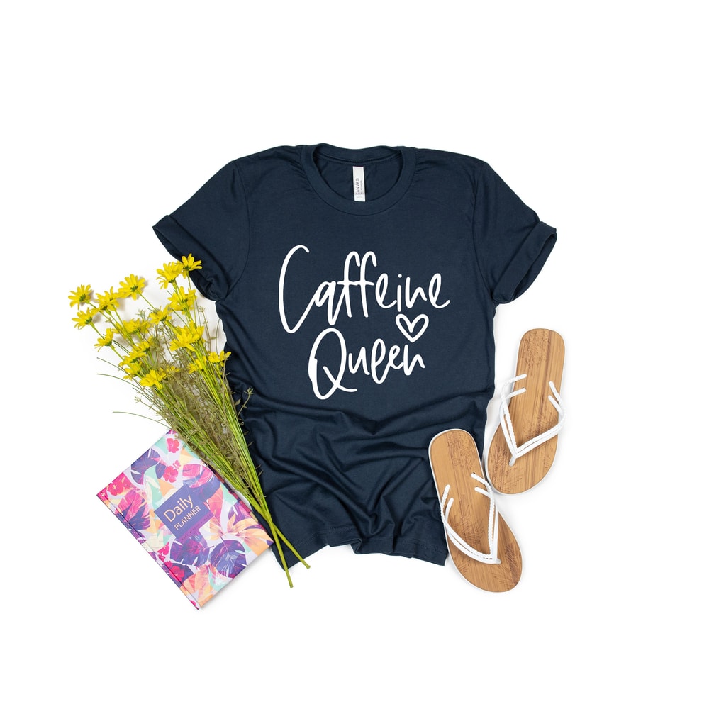 Caffeine queen Funny TShirt tumblr shirt sayings novelty gift women graphic tee shirts for teen Coffee lover Shirts for Women T-Shirts - 4.jpg