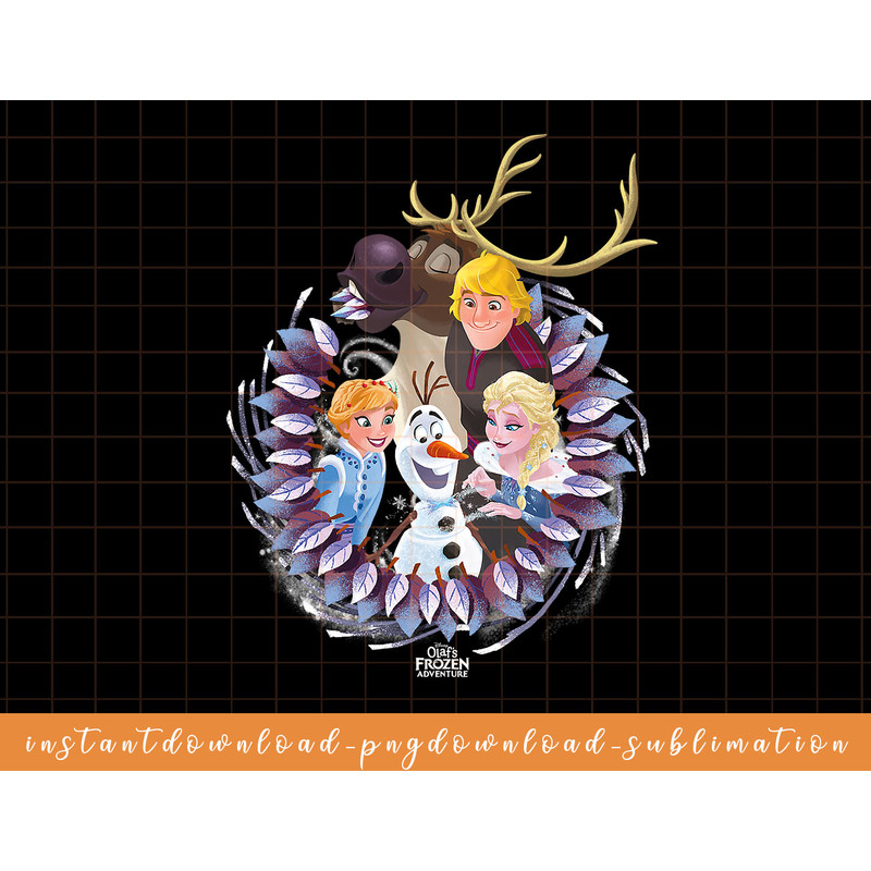 Disney Frozen Christmas Wreath Group Shot Graphic T-Shirt png, sublimate, digital download.jpg