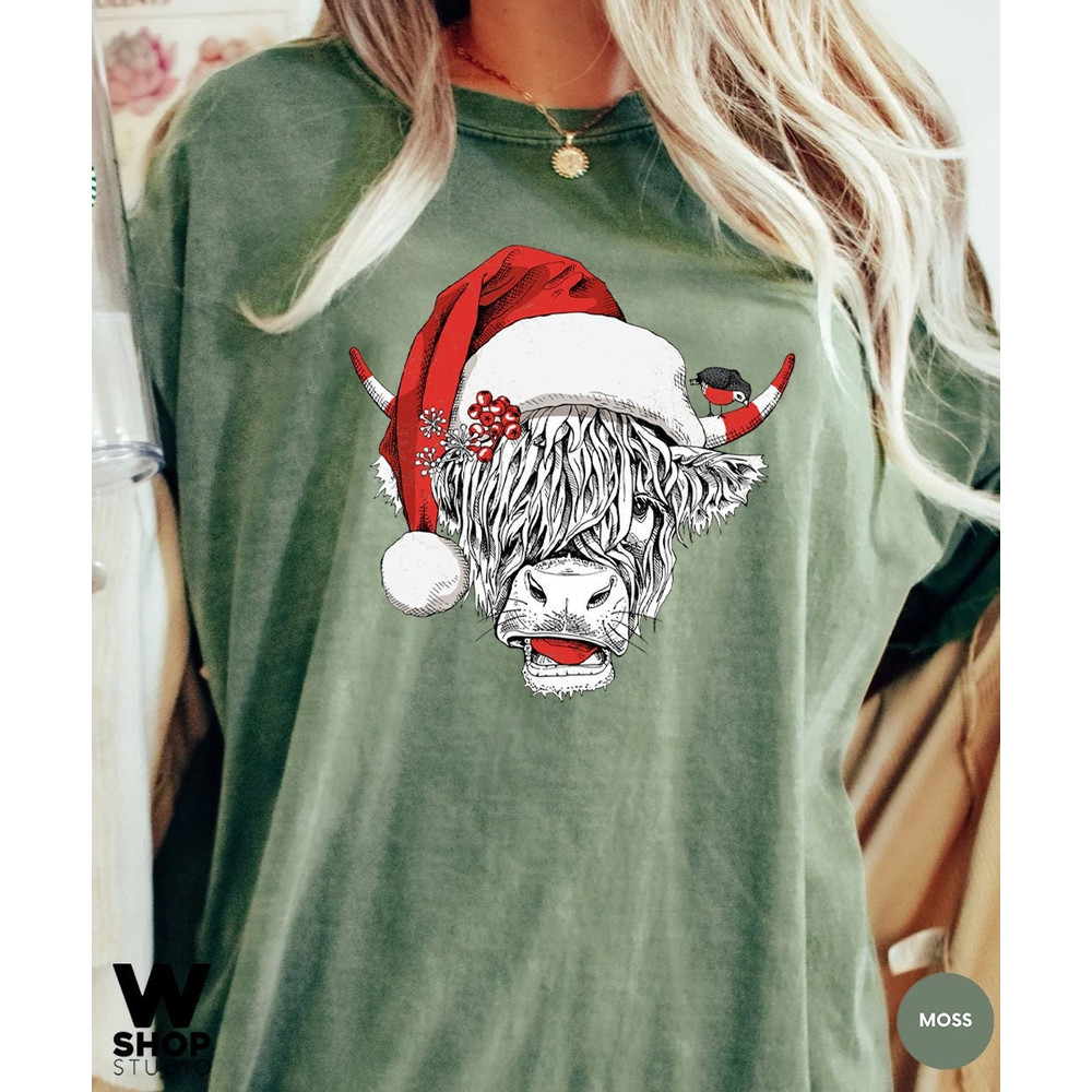 Christmas Shirt, Highland Cow Shirt, Christmas Cow Tee, Heifer Farm Shirt, Ranch Holiday Shirt, Christmas Cow Shirt, Christmas Gift, Cowgirl - 1.jpg