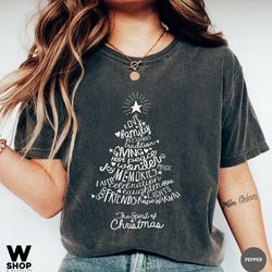 christmas tree shirt, rockin around the christmas tree t shirt, unisex adult holiday shirt, minimal merry xmas crew
