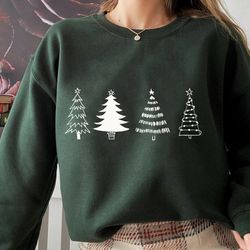 christmas tree sweatshirt, merry & bright shirt, christmas shirts for women, christmas crewneck pullover sweater, cute w