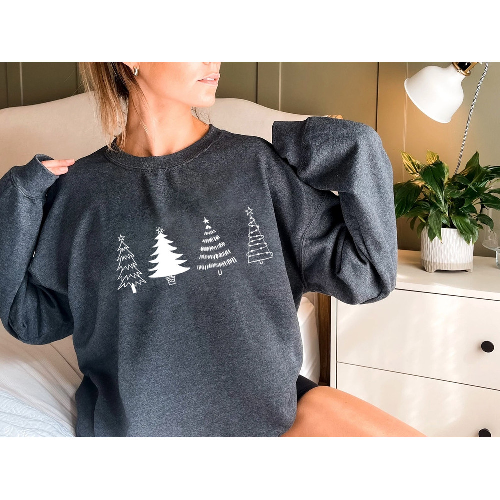 Christmas Tree Sweatshirt, Merry & Bright Shirt, Christmas Shirts for Women, Christmas Crewneck pullover Sweater, cute Winter Holiday Tees - 3.jpg