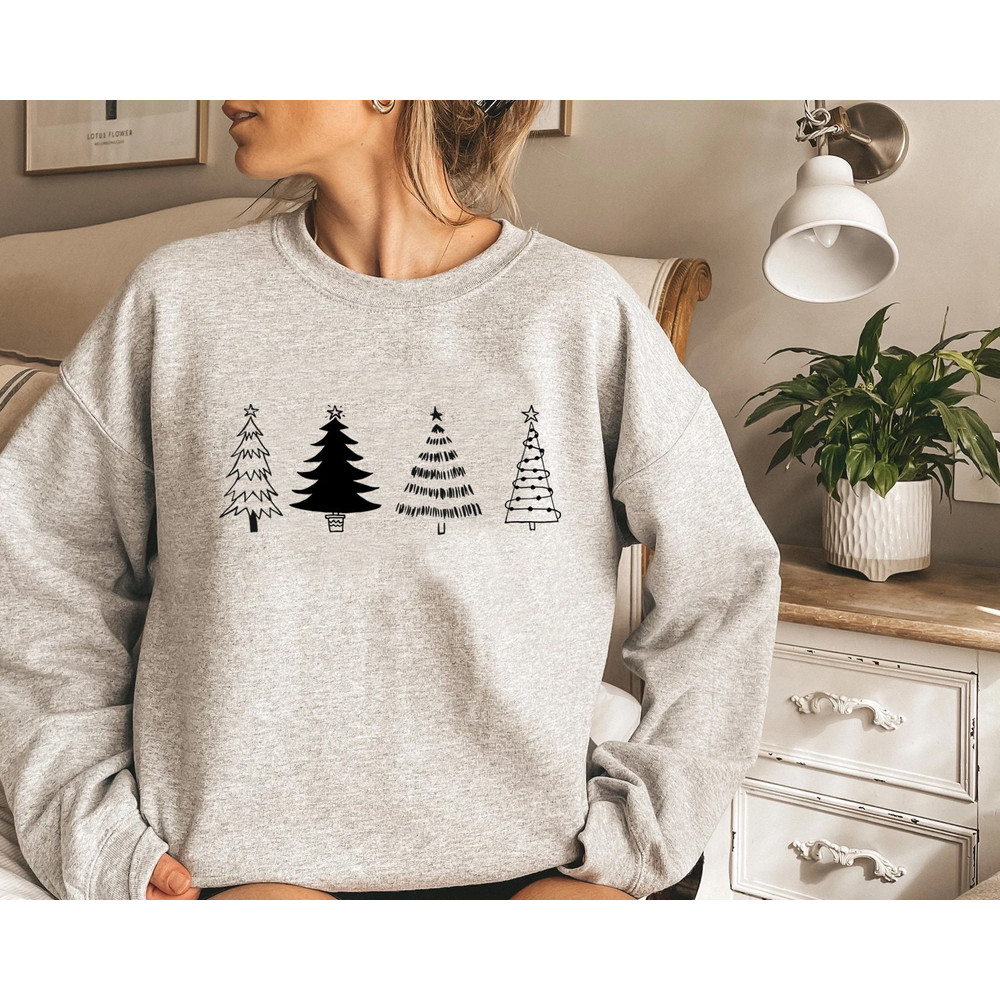 Christmas Tree Sweatshirt, Merry & Bright Shirt, Christmas Shirts for Women, Christmas Crewneck pullover Sweater, cute Winter Holiday Tees - 5.jpg