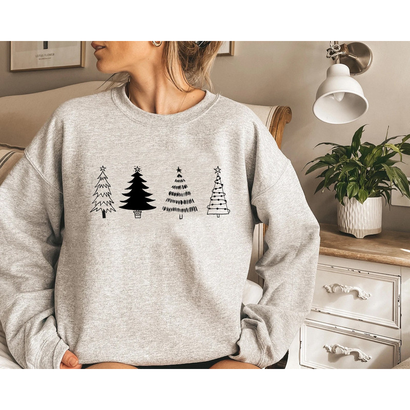 Christmas Tree Sweatshirt, Merry & Bright Shirt, Christmas Shirts for Women, Christmas Crewneck pullover Sweater, cute Winter Holiday Tees - 5.jpg