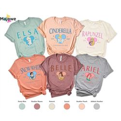 disney princess shirt, disney trip shirt, disney character tee, ariel, belle, cinderella, aurora, jasmine, snow white, e