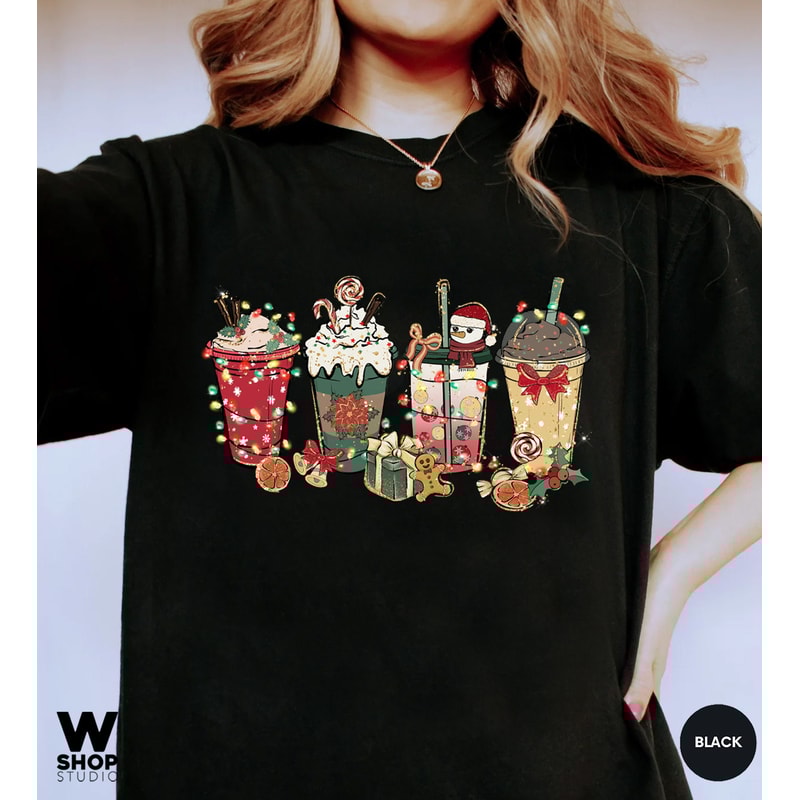 Comfort Colors Christmas coffee t-shirt, cute chritmas tee, Christmas t-shirt, holiday apparel, Christmas tshirt, Retro christmas - 4.jpg