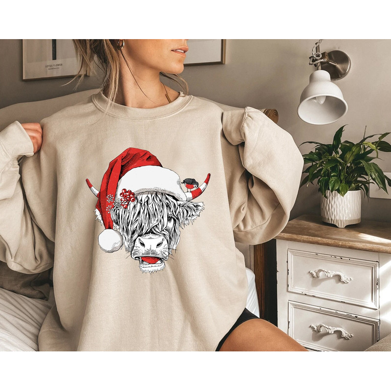 Cow Christmas Sweatshirt, Merry Christmas Heifers Tee, Christmas Cow Shirt, Highland Cow Farm Christmas Shirt, Farmer Cow Animal Lover Shirt - 1.jpg