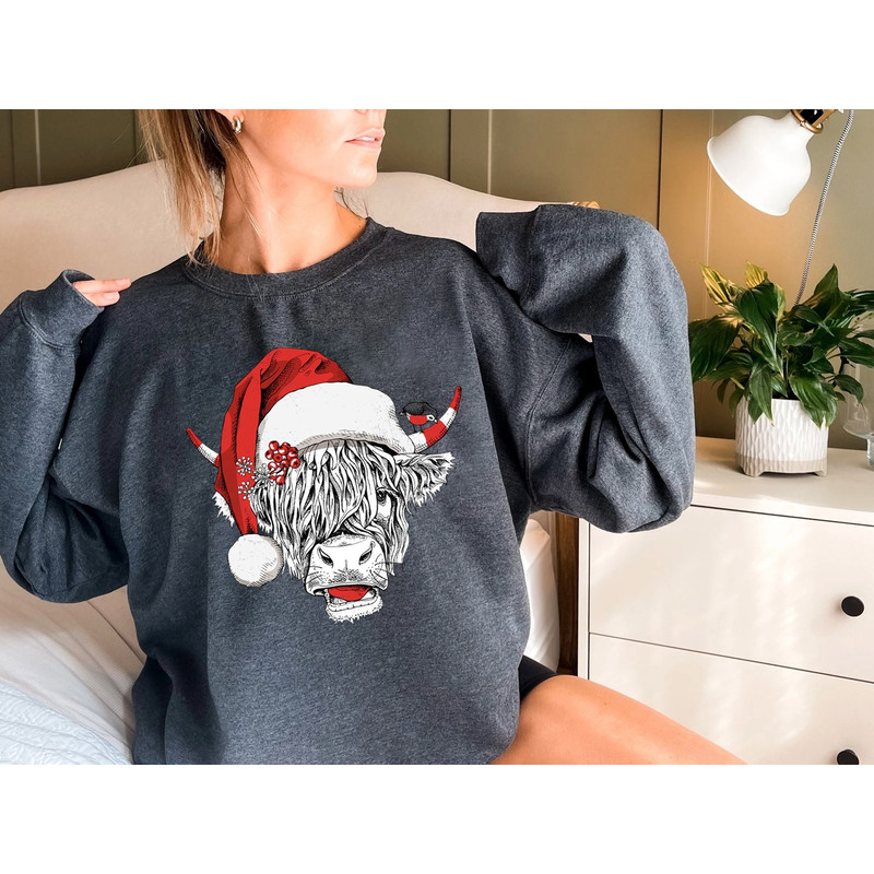 Cow Christmas Sweatshirt, Merry Christmas Heifers Tee, Christmas Cow Shirt, Highland Cow Farm Christmas Shirt, Farmer Cow Animal Lover Shirt - 3.jpg