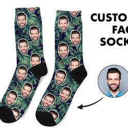 crazy face socks, custom photo socks, face on socks, personalized socks, tropical picture socks, funny gift for her, him