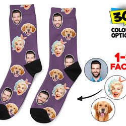 custom face socks, personalized photo socks, picture dog socks, pet face on socks, customized funny photo gift for her,