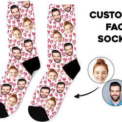 Custom Face Socks, Photo Personalized Socks, Faces On Socks, Love Heart Socks, Gift for Her, Girlfriend Gift, Boyfriend