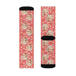 custom face socks, polka dot face socks, personalized photo, picture face on socks, customized funny photo gift for her,