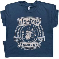 smoking monkey bar t shirt funny beer drinking shirts famous pub retro vintage weird graphic movie tee bangkok thailand