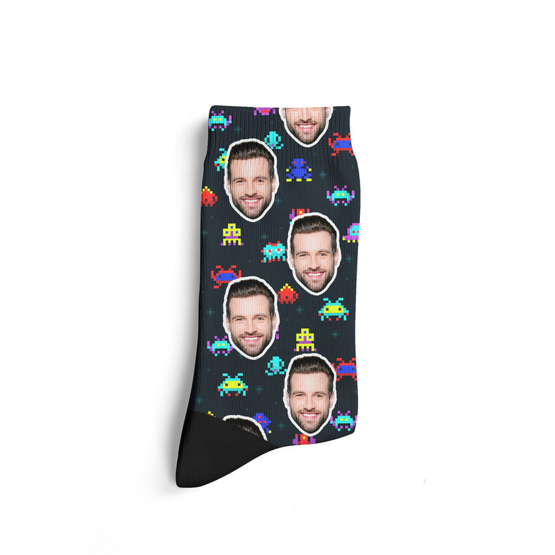 Custom Face Socks, Retro Game Face Photo Socks, Personalized Gaming Socks, Picture Socks, Funny Gift For Her, Him or Best Friends - 2.jpg