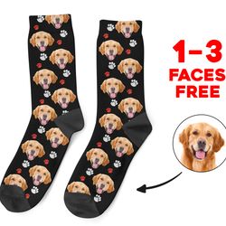 custom puppy socks, personalized pet photo socks, put your cute dog face on sublimation socks, dog lover gift, dog face