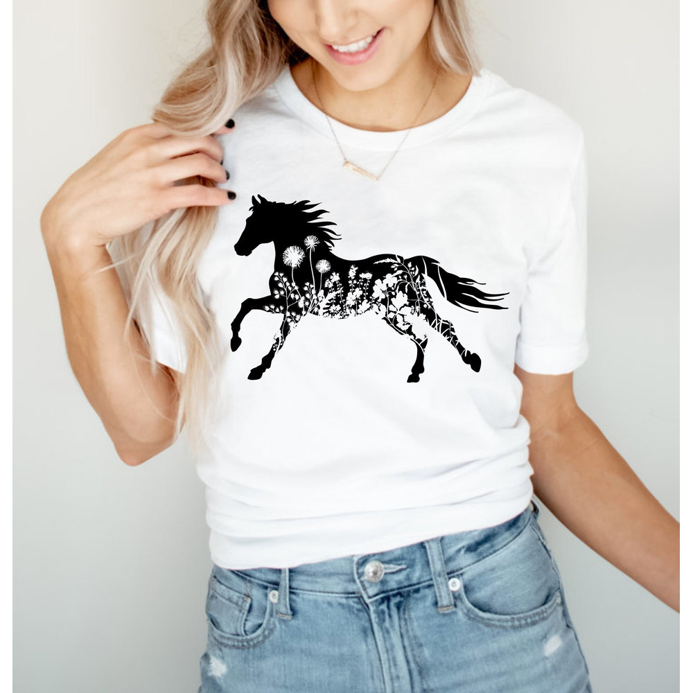 Floral Horse Shirt Horse Lover Shirt Floral Shirt Gift For Her Country Shirt Gift For Horse Lovers Animal Lover Shirt - 3.jpg
