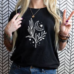 floral moon shirt, moon child shirt, moon wildflower shirt, moon phases shirt, moon boho shirt, astronomy t-shirt, celes