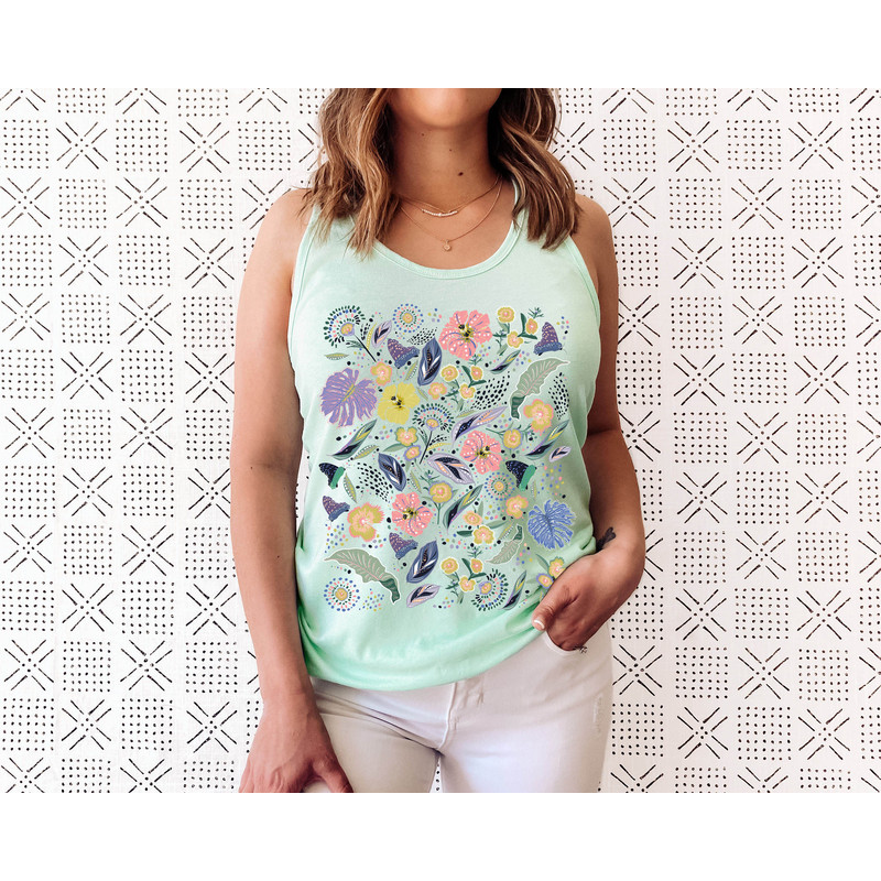 Floral Shirt Tank, Grow Positive Thoughts Tank, Bohemian Style Tank, Butterfly Shirt, Trending Right Now, Women's Graphic Tank, Love Tank - 3.jpg