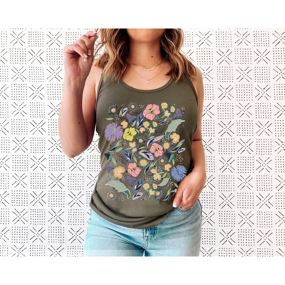 Floral Shirt Tank, Grow Positive Thoughts Tank, Bohemian Style Tank, Butterfly Shirt, Trending Right Now, Women's Graphic Tank, Love Tank - 6.jpg