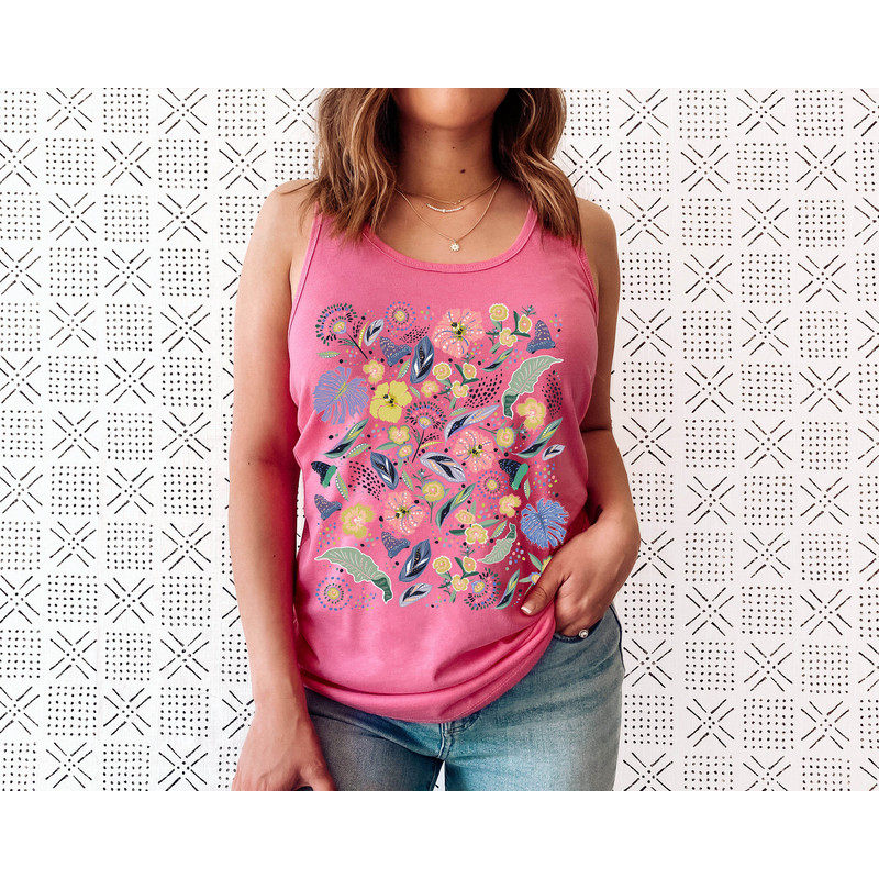 Floral Shirt Tank, Grow Positive Thoughts Tank, Bohemian Style Tank, Butterfly Shirt, Trending Right Now, Women's Graphic Tank, Love Tank - 7.jpg