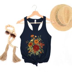 floral shirt tank, vintage floral tank top, bohemian style tank, butterfly shirt, trending right now, women's graphic ta