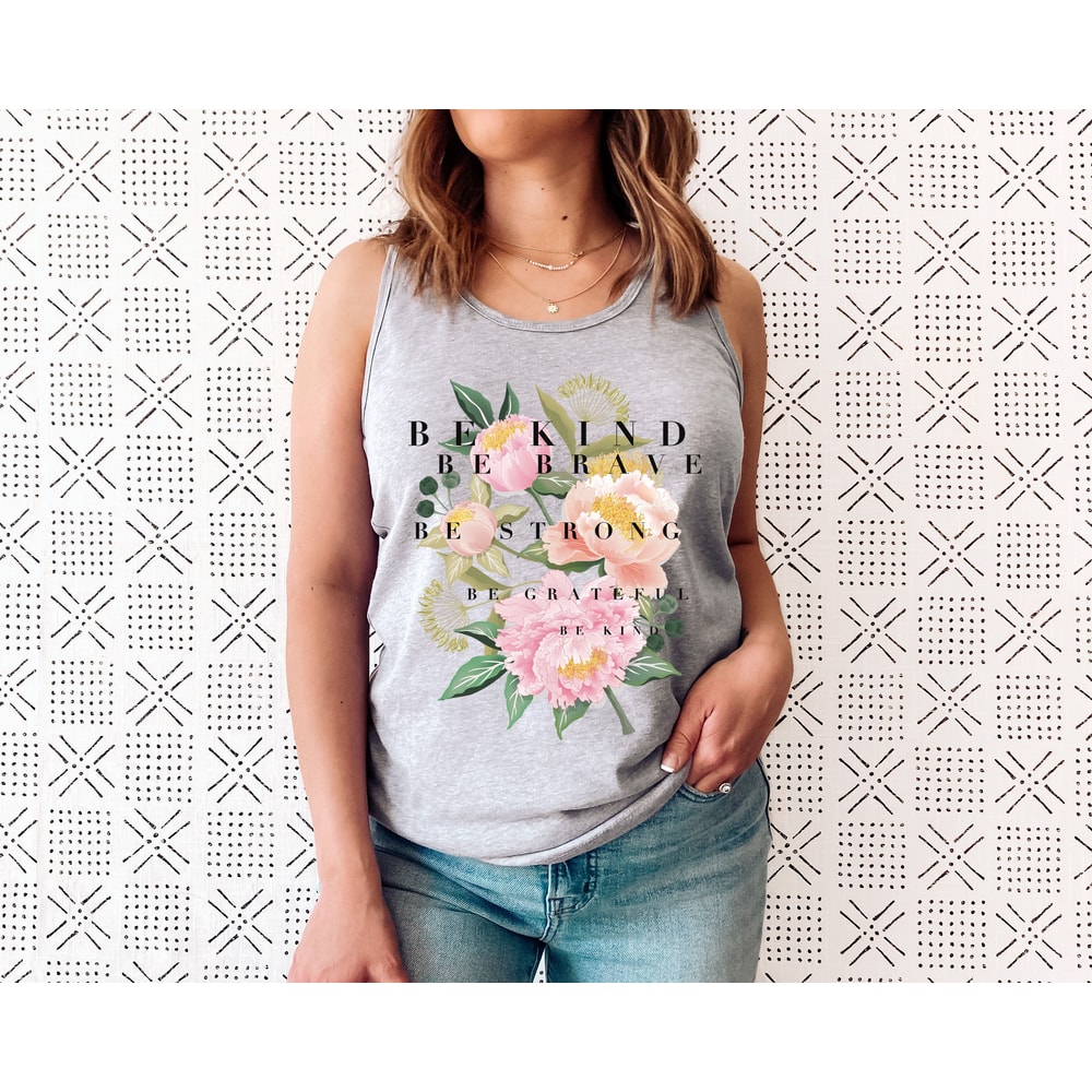 Floral Tank T-Shirt, Botanical Tank, Be Kind Tee, Flower Tee, Vintage Botanical Print, Wildflowers Graphic Shirt, Nature Lover, Gardening - 1.jpg