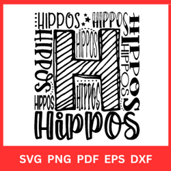 hippos typography vector svg