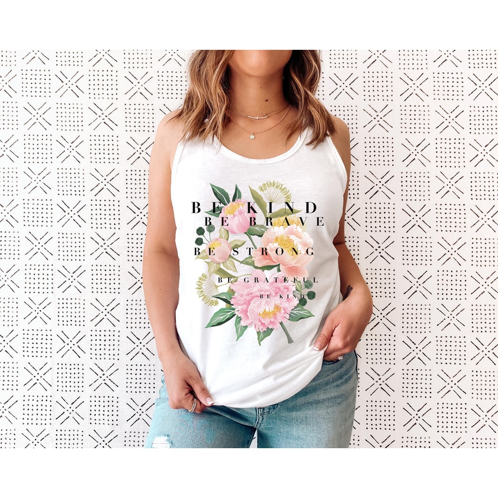 Floral Tank T-Shirt, Botanical Tank, Be Kind Tee, Flower Tee, Vintage Botanical Print, Wildflowers Graphic Shirt, Nature Lover, Gardening - 3.jpg
