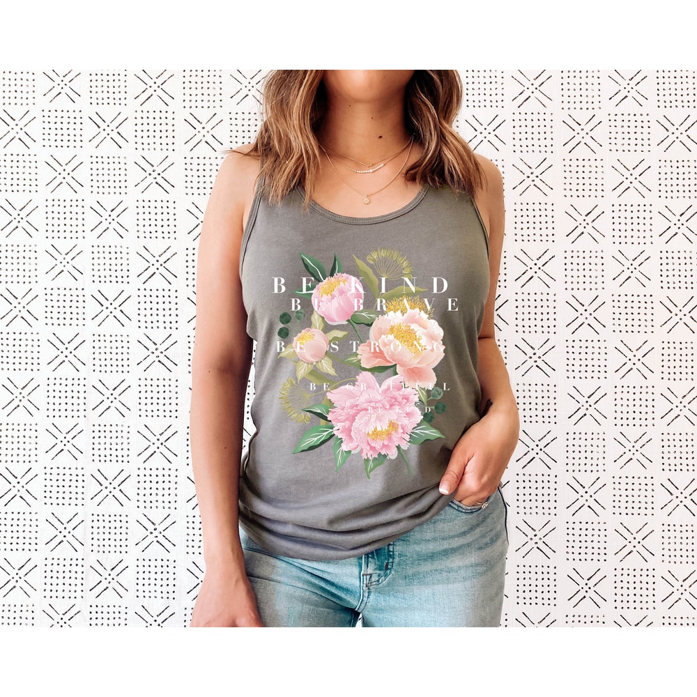 Floral Tank T-Shirt, Botanical Tank, Be Kind Tee, Flower Tee, Vintage Botanical Print, Wildflowers Graphic Shirt, Nature Lover, Gardening - 4.jpg