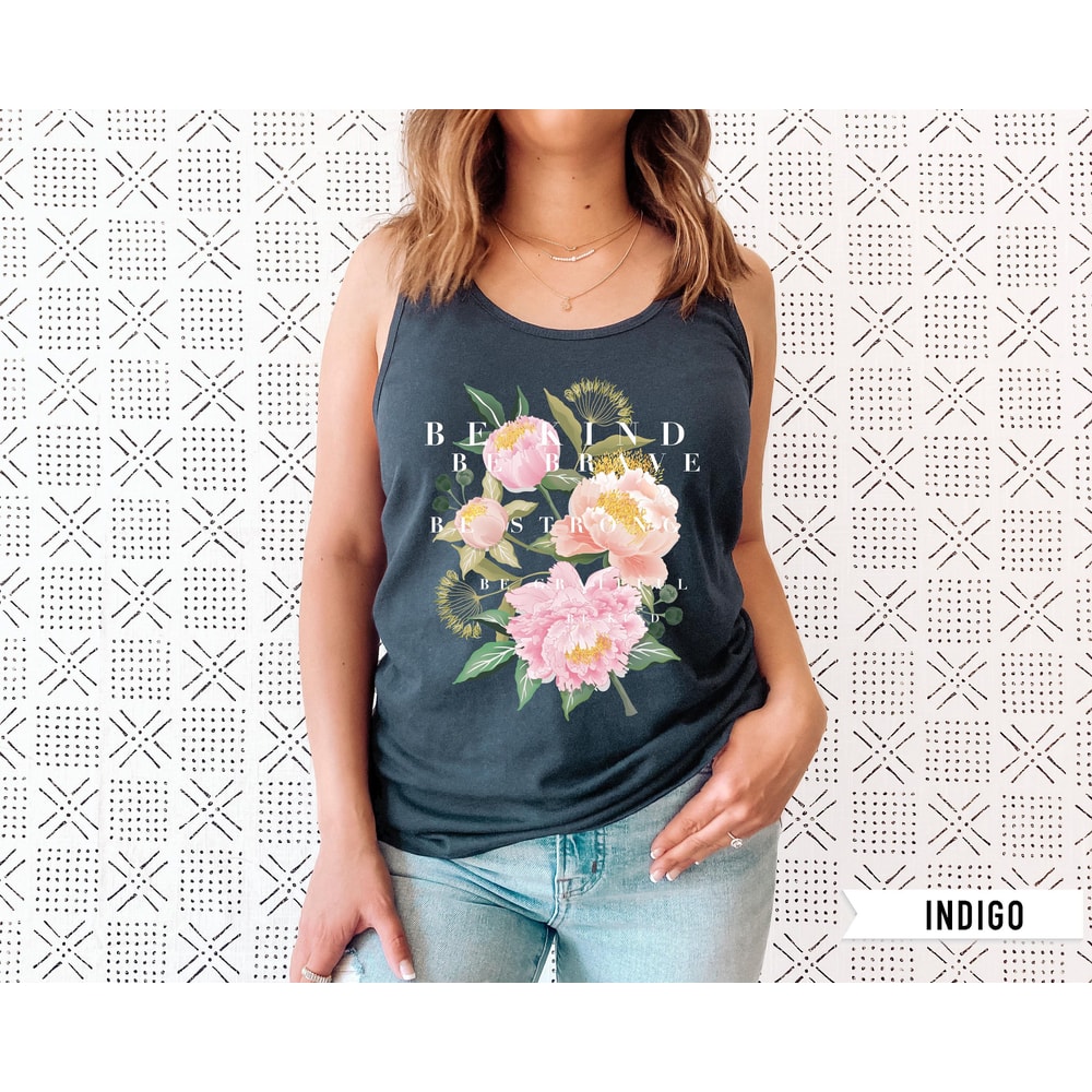 Floral Tank T-Shirt, Botanical Tank, Be Kind Tee, Flower Tee, Vintage Botanical Print, Wildflowers Graphic Shirt, Nature Lover, Gardening - 5.jpg