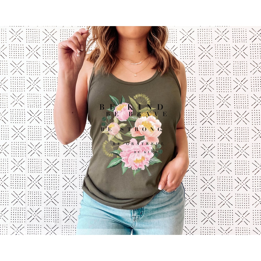 Floral Tank T-Shirt, Botanical Tank, Be Kind Tee, Flower Tee, Vintage Botanical Print, Wildflowers Graphic Shirt, Nature Lover, Gardening - 6.jpg