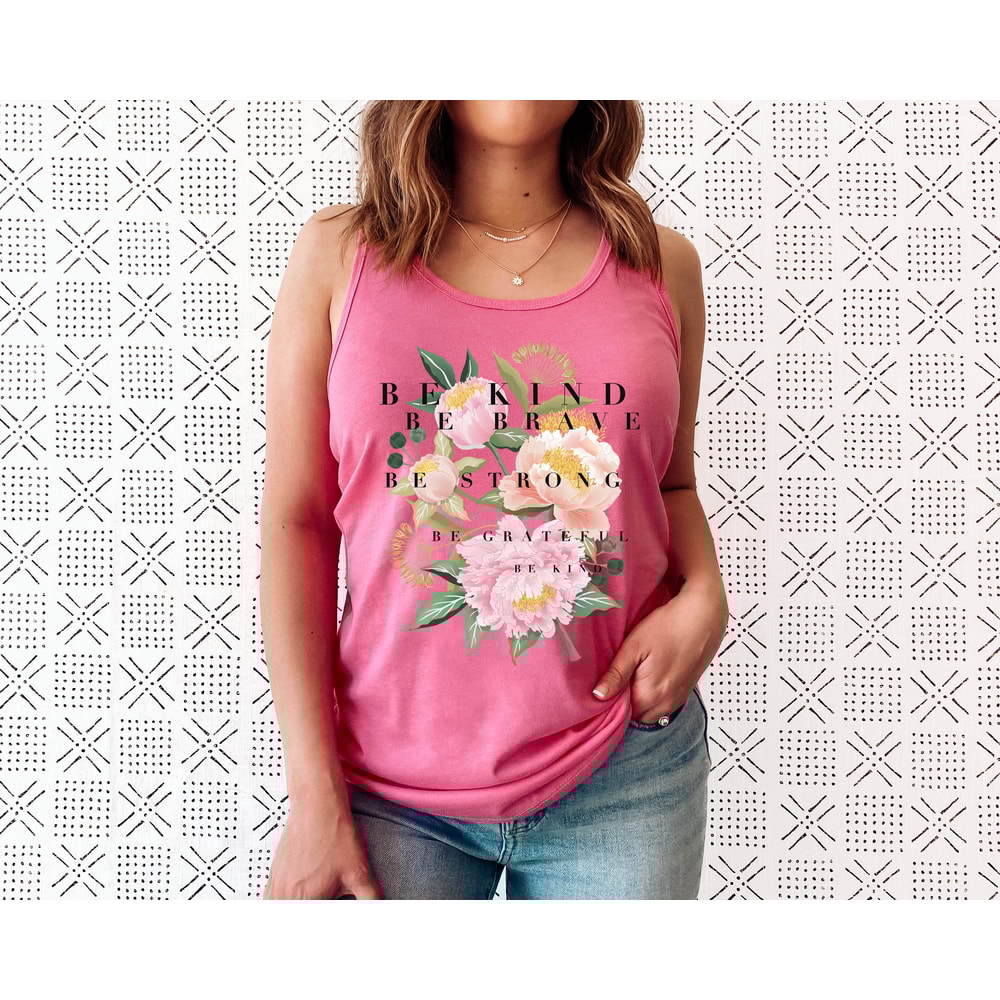 Floral Tank T-Shirt, Botanical Tank, Be Kind Tee, Flower Tee, Vintage Botanical Print, Wildflowers Graphic Shirt, Nature Lover, Gardening - 7.jpg