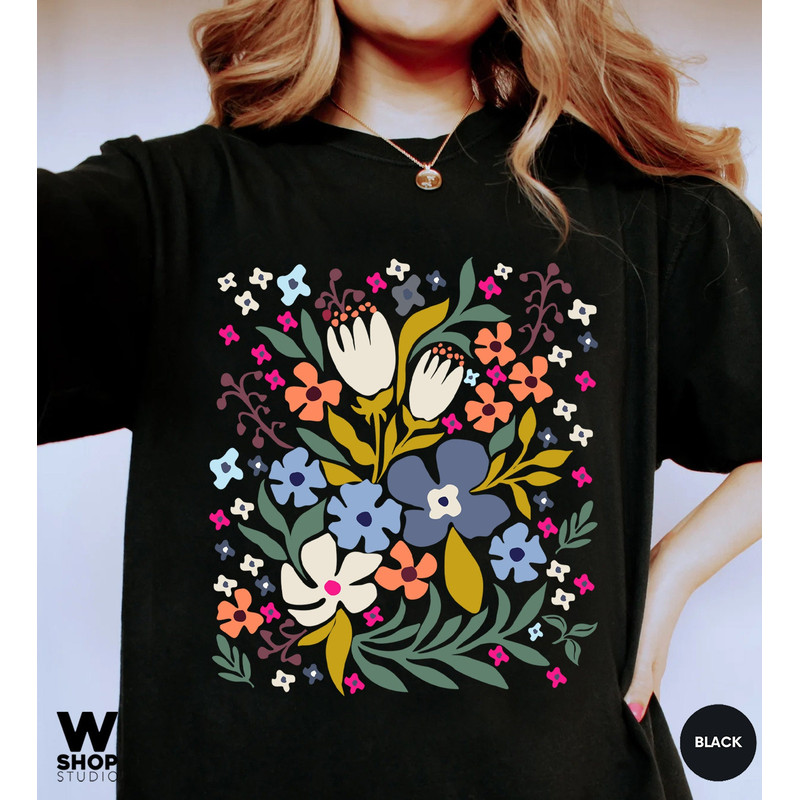 Flower Shirt, Wildflower T-shirt, Meadow Floral Shirt Aesthetic, Oversized Graphic Tee, Boho Tee, Hippie Womens Gift For Her - 5.jpg