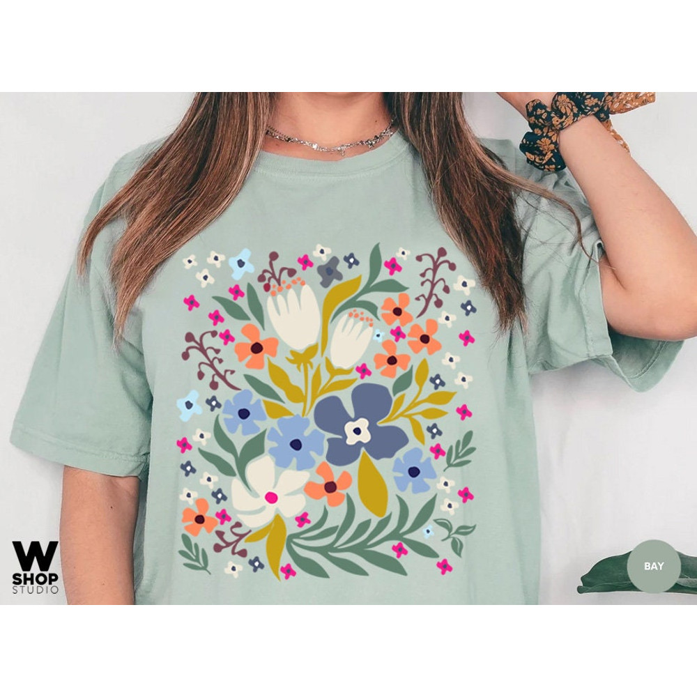 Flower Shirt, Wildflower T-shirt, Meadow Floral Shirt Aesthetic, Oversized Graphic Tee, Boho Tee, Hippie Womens Gift For Her - 6.jpg