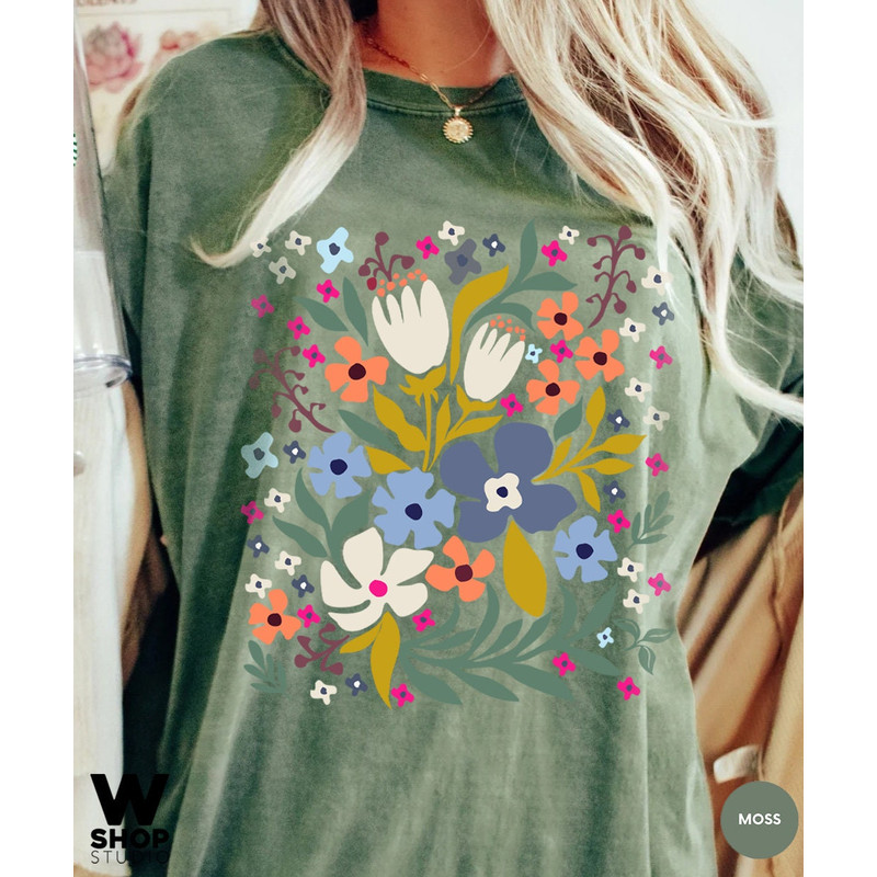 Flower Shirt, Wildflower T-shirt, Meadow Floral Shirt Aesthetic, Oversized Graphic Tee, Boho Tee, Hippie Womens Gift For Her - 7.jpg